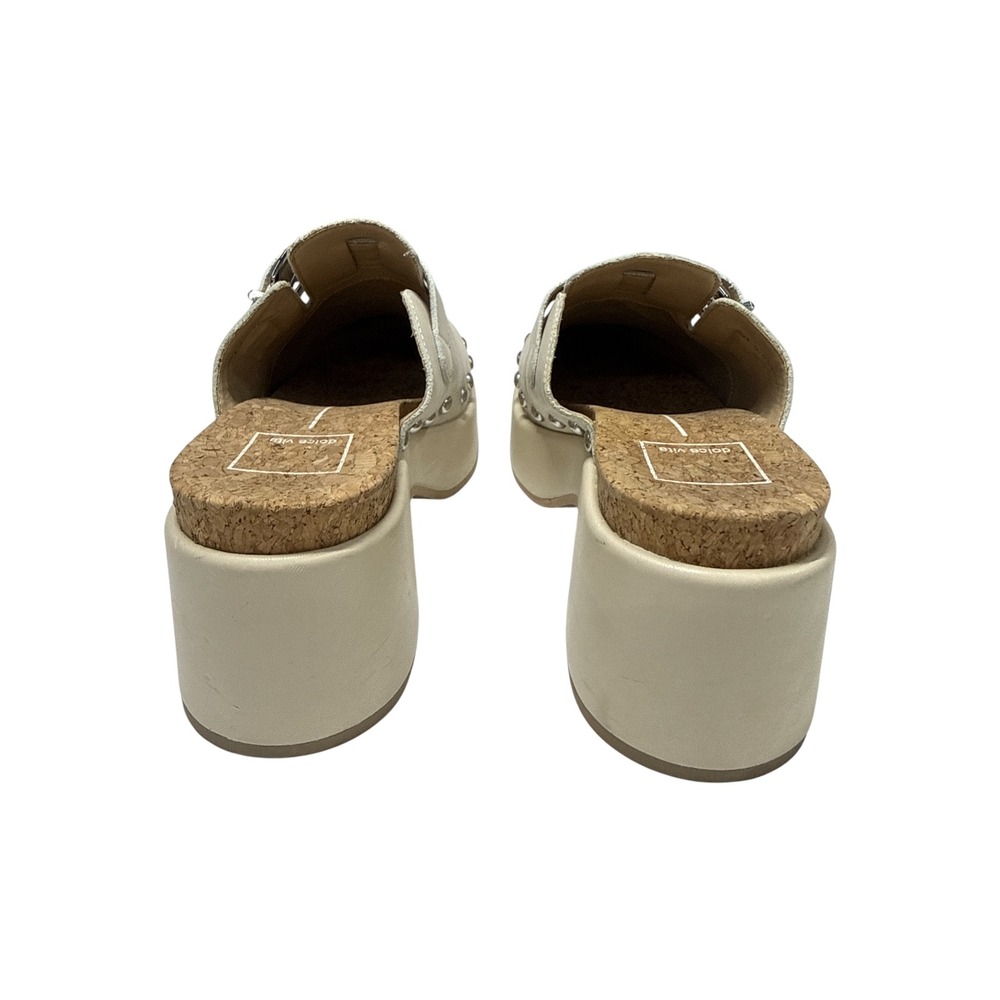 Dolce Vita Clog Mules Womens 10 Cream Excellent Studded Platform Leather Buckle - Picture 5 of 6